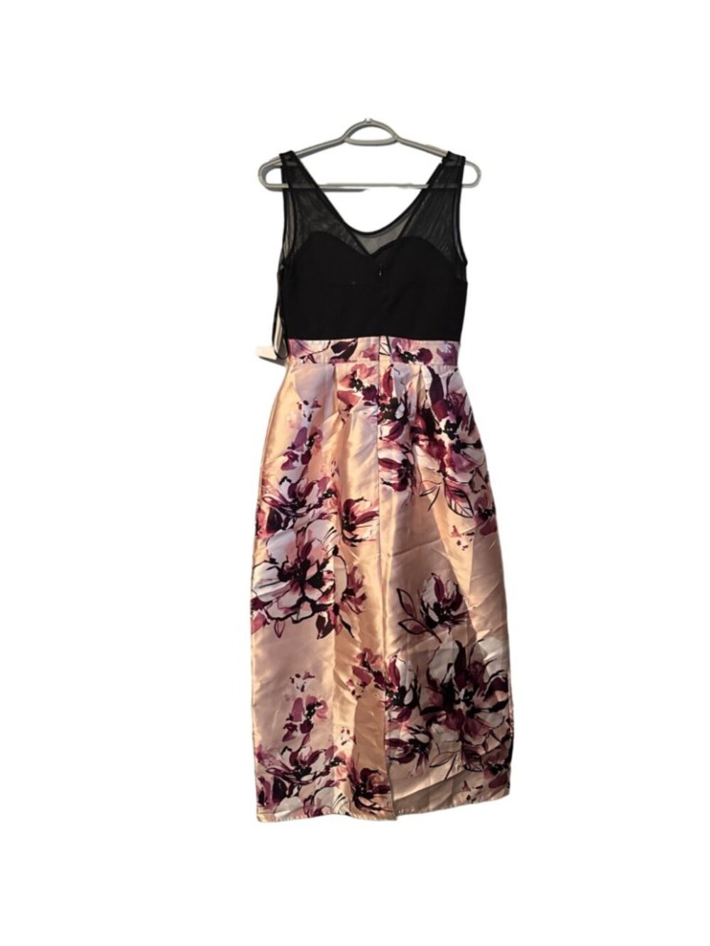 Alexa B Nites Floral Satin Midi Dress Black & Pink Size 8 women dress. NWT - Picture 5 of 12